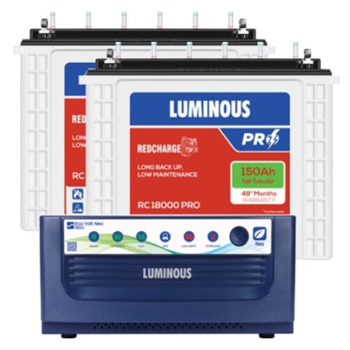 Luminous ECO VOLT Neo 1650 Home UPS and 2pcs Luminous Red Charge RC 18000 Pro